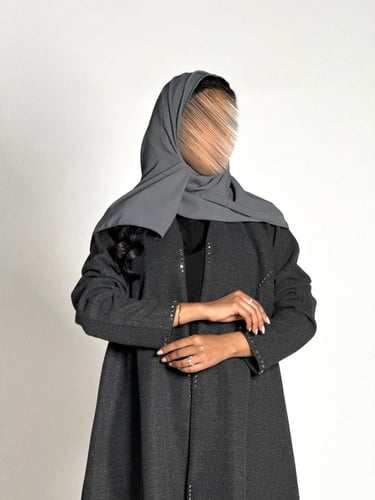 عبايه الماس بقماش جوخ شتوي رمادي