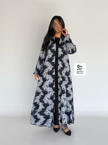 عبايه غيم كلوش بقماش دانتيل مشجر روسي