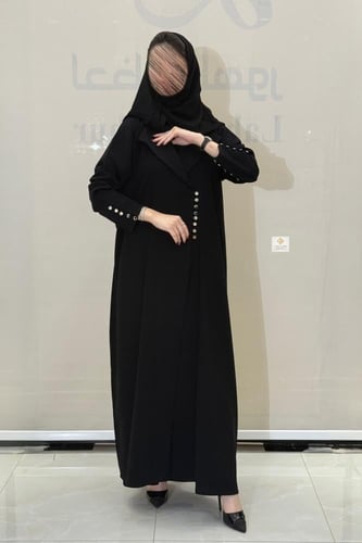 عبايه بليزر بقماش كريب لمياء اسود