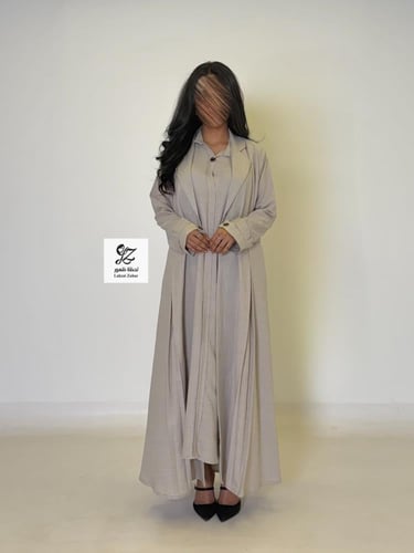 عبايه سفر قطعتين فستان وعبايه بقماش لنن بحريني