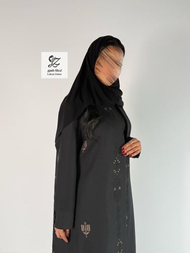 عبايه بليزر رسمي بقماش لنن هندي مطرز اسود