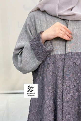 عبايه مياس كلوش بقماش لنن مع شاكيرا مشجر