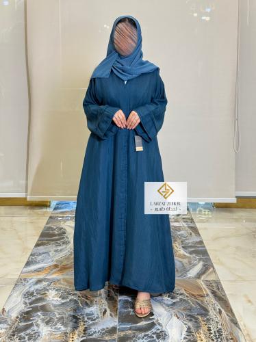 نص كلوش بقماش لنن قطن لون تركواز