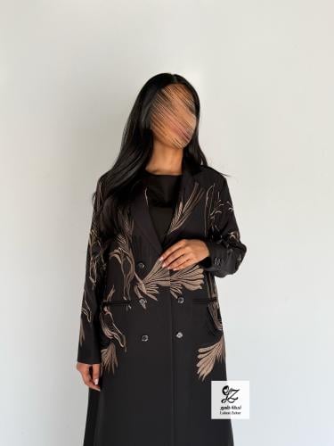 بليزر صقر بقماش باربي اسود بتطريز فخم