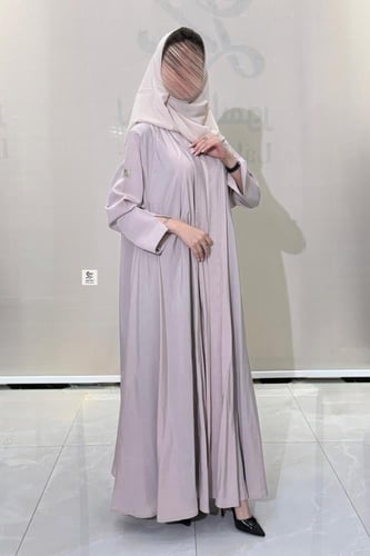 عبايه كلوش كامل بقماش حرير ياباني صيفي بيج