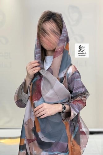 عبايه موج مشجره كامل مع الطرحه بقصه كلوش