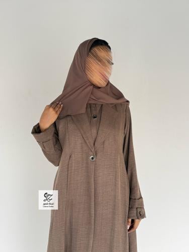 عبايه سفر قطعتين فستان وعبايه بقماش لنن بحريني
