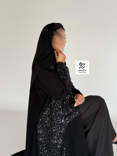 عبايه عبير نص كلوش بقماش كريب اندنوسي بتدخيل شك فا...