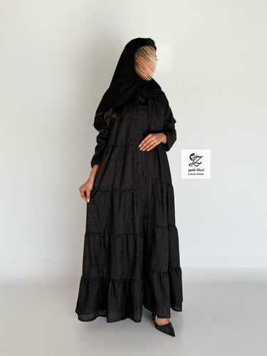 عبايه ركاما طبقات نص كلوش مبطن ربيانه اسود