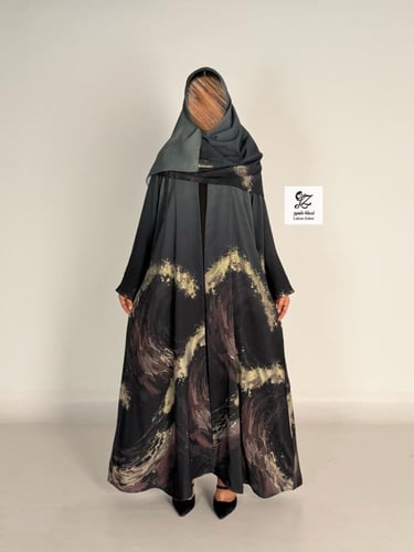 عبايه ميثاء بقماش شيفون جورجيت مشجر