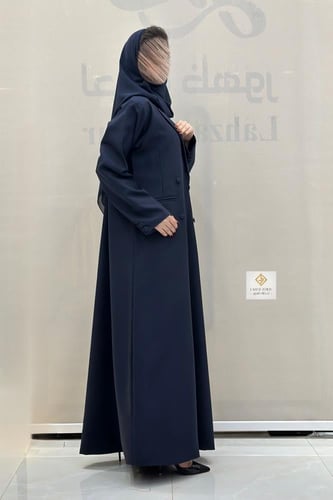 عبايه بليزر مبطنه بقماش كريب لون كحلي