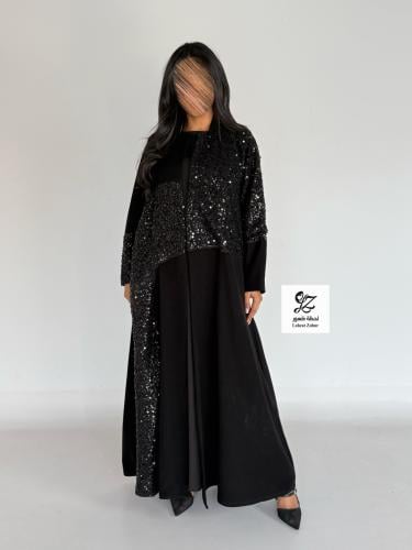 عبايه عبير نص كلوش بقماش كريب اندنوسي بتدخيل شك فا...