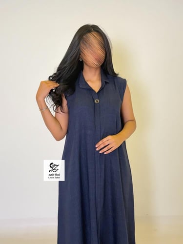 عبايه سفر قطعتين فستان وعبايه بقماش لنن بحريني