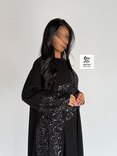 عبايه عبير نص كلوش بقماش كريب اندنوسي بتدخيل شك فا...