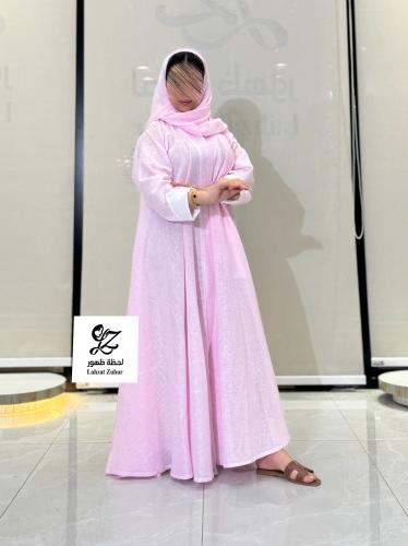 عبايه دبل كلوش بقماش لنن هندي بنك