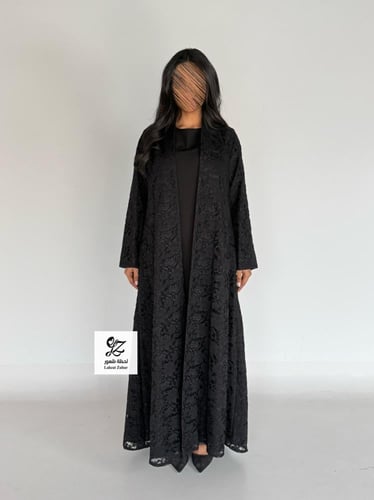 عبايه جوبير بقماش دانتيل جوبير اسود كلوش