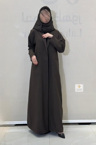 عبايه بليزر رسمي مبطنه بقماش كريب لون بني