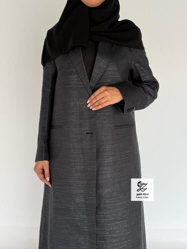 بليزر غيداء بقماش لنن مبطن اسود