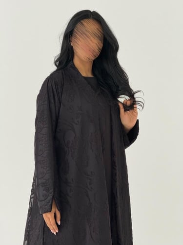 عبايه هند بقماش شيفون مخمل نص كلوش