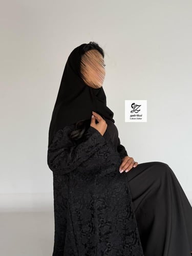 عبايه جوبير بقماش دانتيل جوبير اسود كلوش