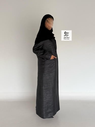 بليزر غيداء بقماش لنن مبطن اسود