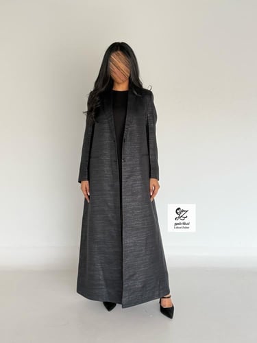 بليزر غيداء بقماش لنن مبطن اسود