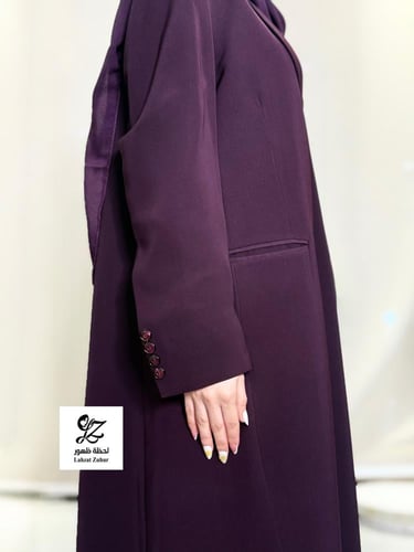 عبايه بليزر رسمي مبطنه بقماش رموش لون موف