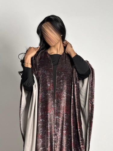 عبايه طله بقماش مخمل تركي مشجر نمري