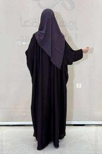 عبايه نص بشت فراشه بقماش حرير صيفي لون موف غامق