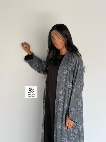 عبايه غيم كلوش بقماش دانتيل مشجر روسي