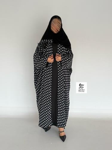 عبايه سوسو منقط دبل فيس اسود