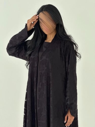 عبايه هند بقماش شيفون مخمل نص كلوش