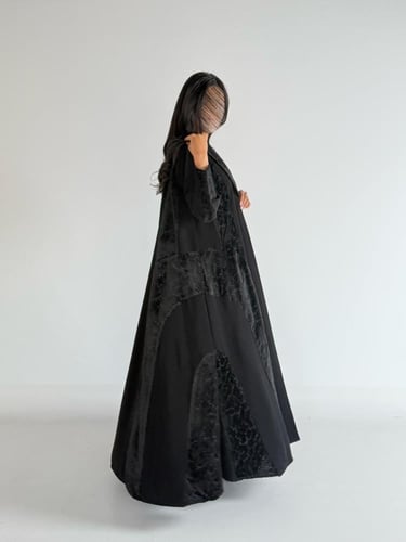 عبايه سيلانا كلوش بقماش مخمل شيفون معركريب اندنوسي