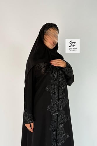 عبايه ترف بقماش كريب اندنوسي بتدخيل شك فخم