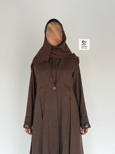 عبايه سفر قطعتين فستان وعبايه بقماش لنن بحريني