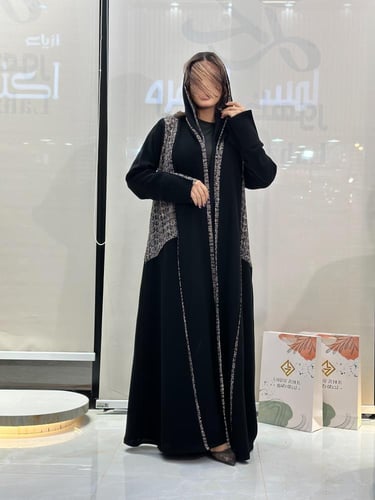 عبايه ازهار بقماش كريب اندونسي بتدخيلات قماش هندي...