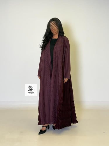 عبايه ركاما كلوش بتدخيل كسرات ثري دي عنابي