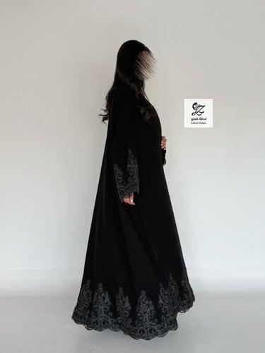 عبايه غروب كلوش بقماش سيراميك بتدخيل جوبير