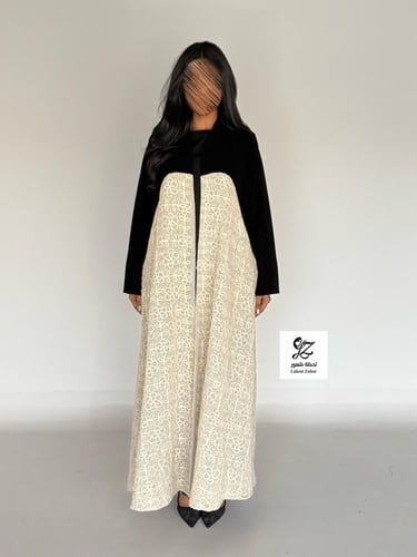 عبايه وعد كلوش قماش اندنوسي مع دانتيل جوبير ثقيل ب...