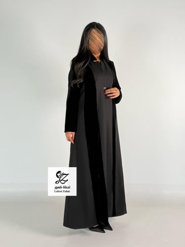 عبايه بليزر بقماش مخمل كوري مع جوخ خفيف