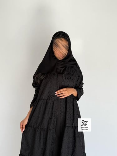 عبايه ركاما طبقات نص كلوش مبطن ربيانه اسود