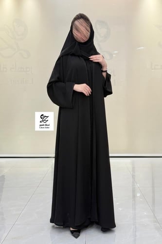 عبايه سودا دبل كلوش بقماش انترنت بتحديد ااسود