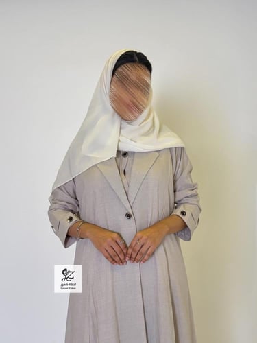 عبايه سفر قطعتين فستان وعبايه بقماش لنن بحريني