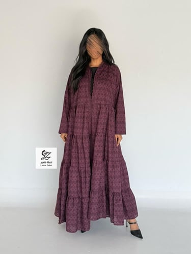 عبايه ركاما طبقات نص كلوش مبطن ربيانه عنابي