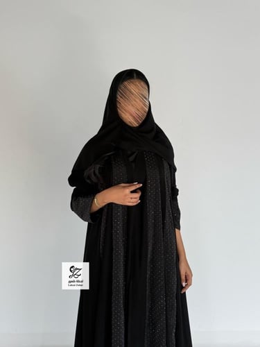 عبايه ديم كلوش بتدخيل شرائح اورجنز لمعه بقماش اندو...