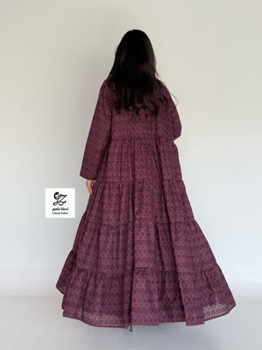 عبايه ركاما طبقات نص كلوش مبطن ربيانه عنابي