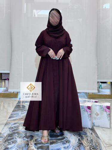 عبايه دبل كلوش حريرياباني عنابي