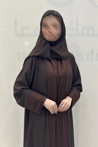 عباية كلوش سدو في الاكمام و قدام قماش انترنت بني