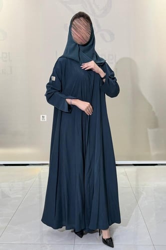 عبايه كلوش كامل بقماش حرير ياباني صيفي تركواز