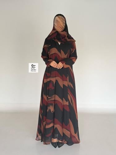 عبايه غرور بقماش شيفون مشجر